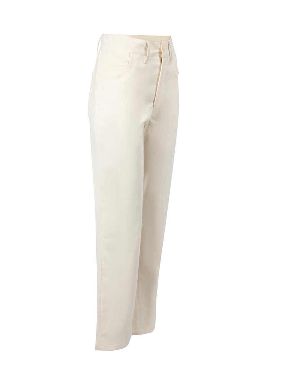 CONDITION is Very good. Hardly any visible wear to jeans is evident on this used Sanne designer sample item. Please note that this item does not have brand label.
 
 Details
  Designer sample item
 Cream
 Wool
 Straight leg trousers
 Mid rise
 Front