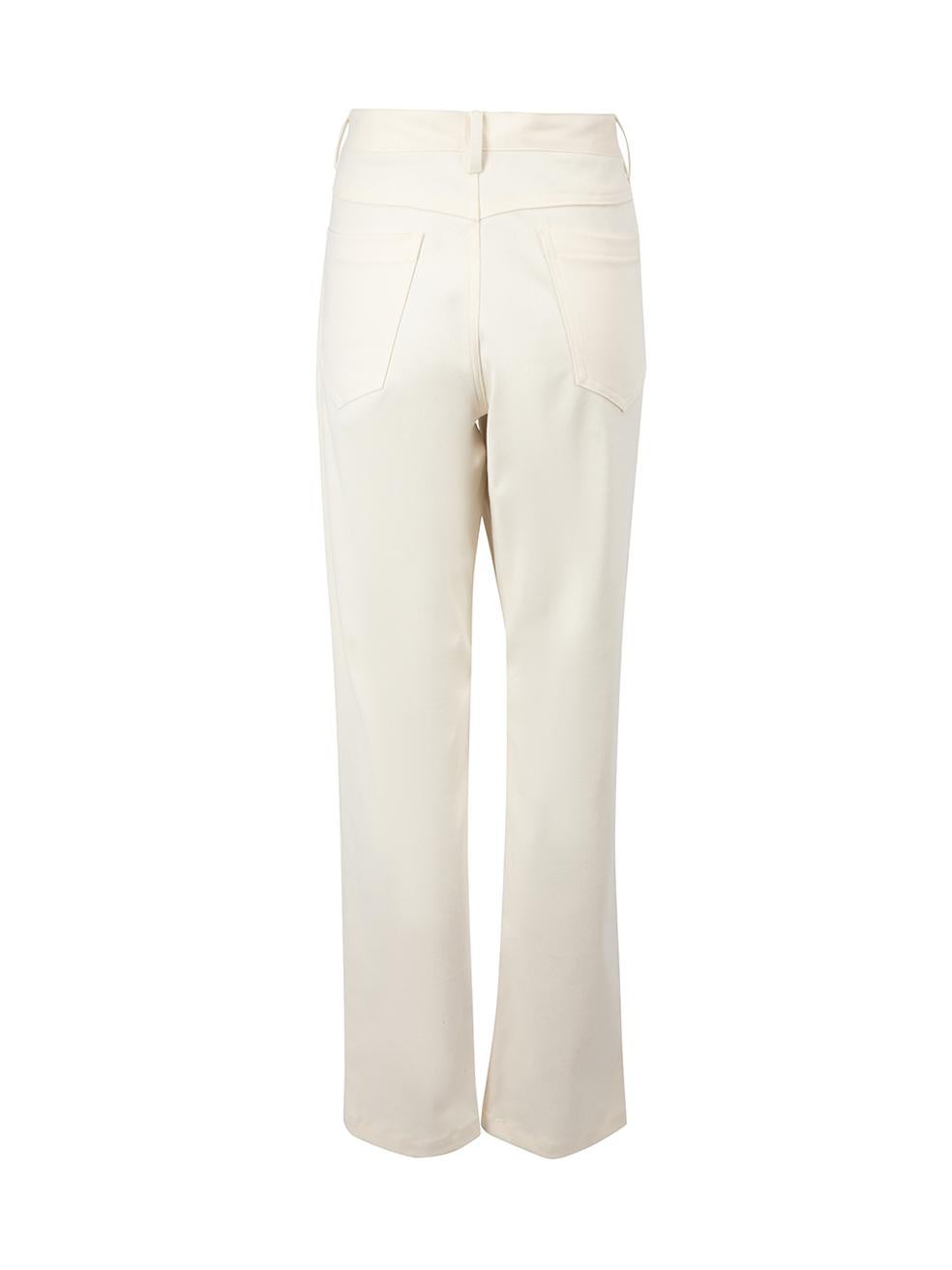Sanne Women's Cream Wool Straight Leg Trousers In Good Condition For Sale In London, GB