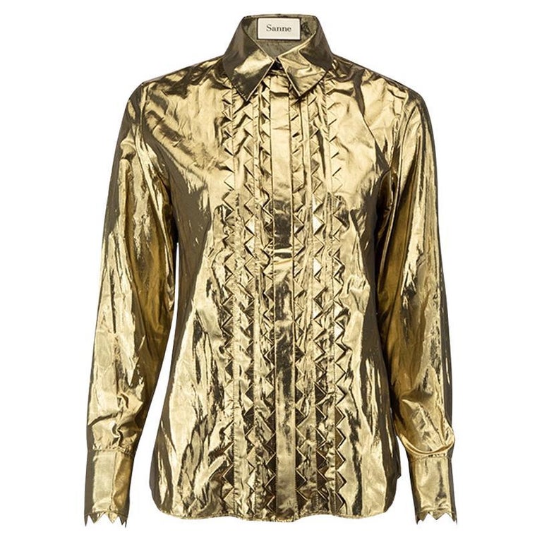 Sanne Women's Gold Geometric Accent Shirt For Sale at 1stDibs