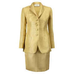 Sanne Women's Gold Textured Blazer & Skirt Set