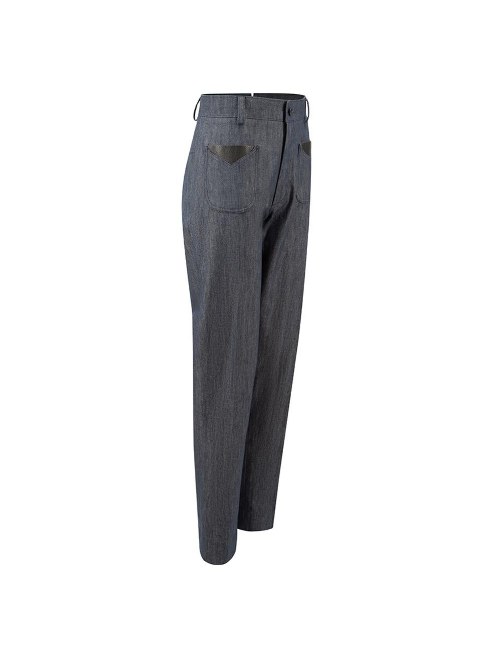 CONDITION is Very good. Hardly any visible wear to trousers is evident on this used Sanne designer sample item. Please note that this item does not have brand label.
 
 Details
  Designer sample item
 Grey
 Denim
 Straight leg trousers
 High rise
