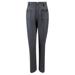 Sanne - Pantalon de poche en cuir gris pour femme