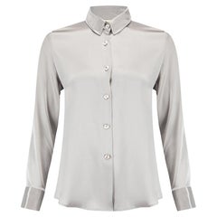 Used Sanne Women's Grey Silk Gemstone Buttons Shirt