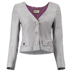Sanne Women's Grey Tartan Cropped Jacket (Veste croisée écossaise grise)