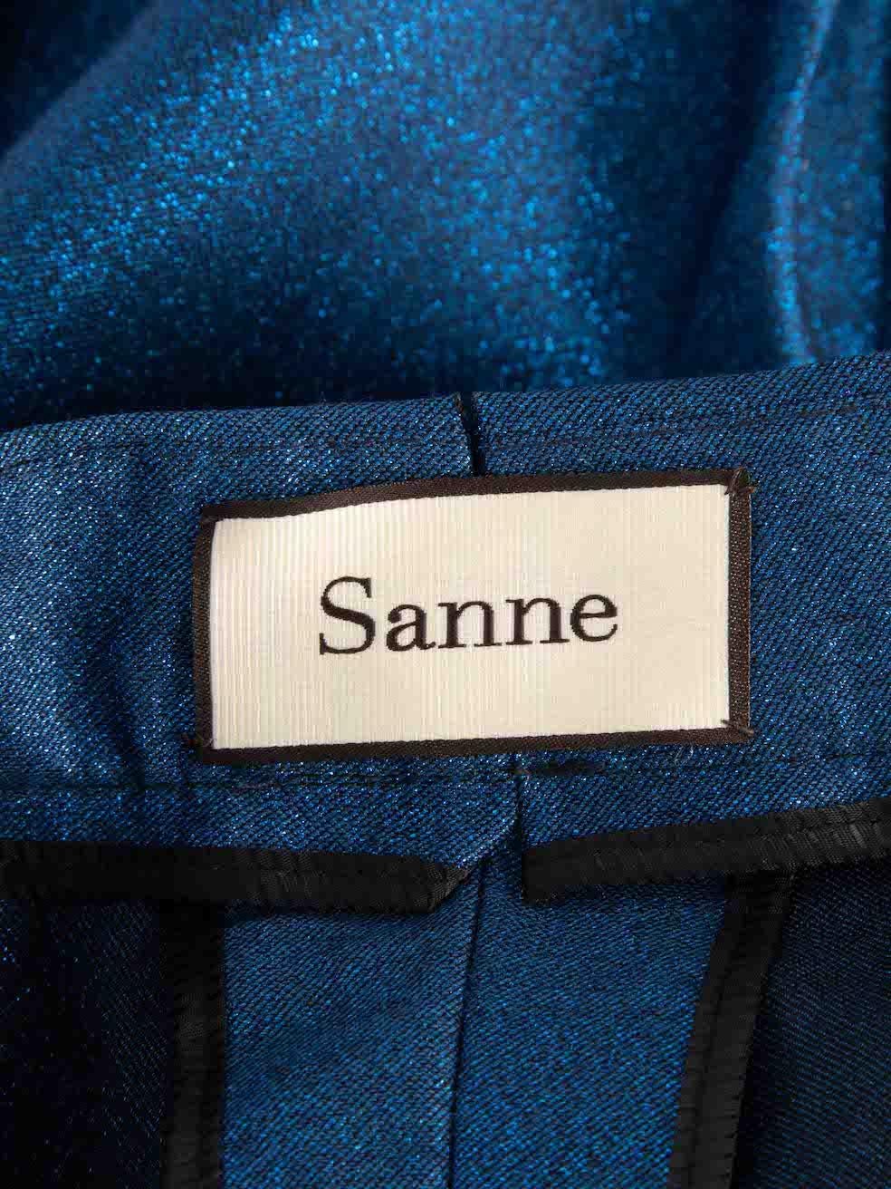 Sanne Women's Metallic Blue Straight Leg Trousers For Sale 1