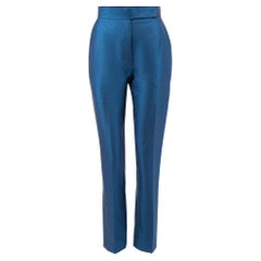 Sanne - Pantalon droit bleu métallisé pour femme