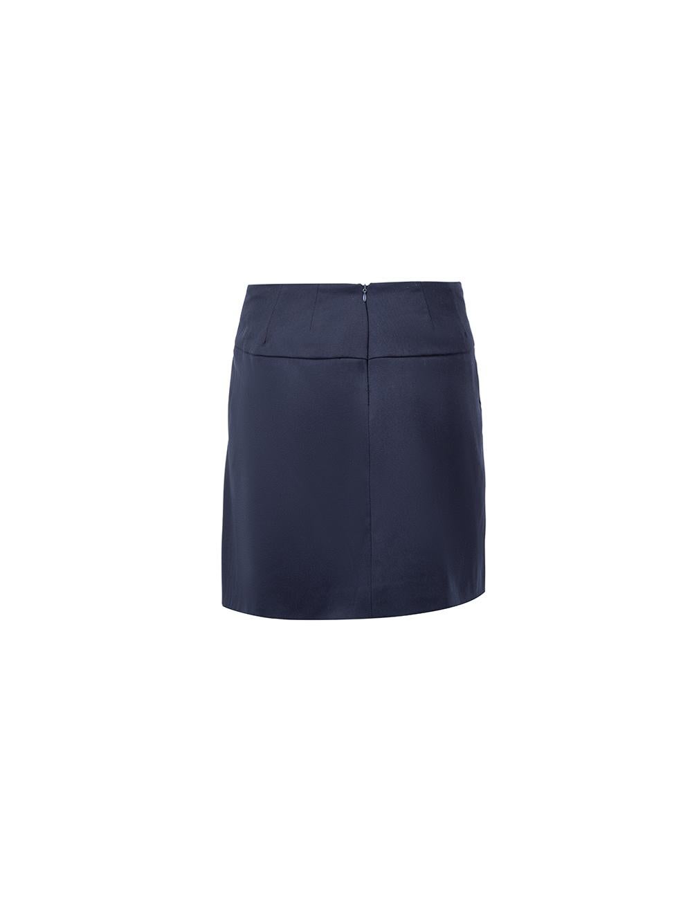 Sanne Women's Navy Front Slit Mini Skirt In New Condition For Sale In London, GB
