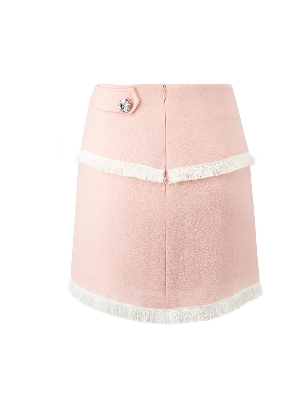 Sanne Women's Pink Fringe Accent Mini Skirt In Good Condition In London, GB