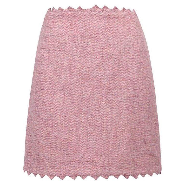 Pink Zig Zag Pineapple Print Women's Skirt