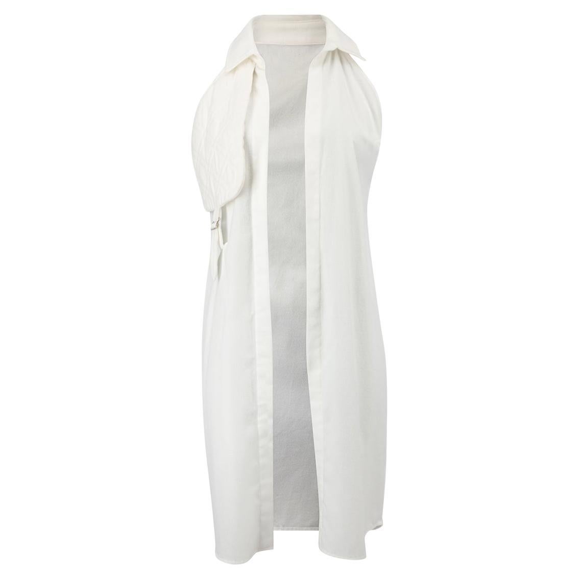 Sanne Women's White Quilt Panel Long Gilet For Sale