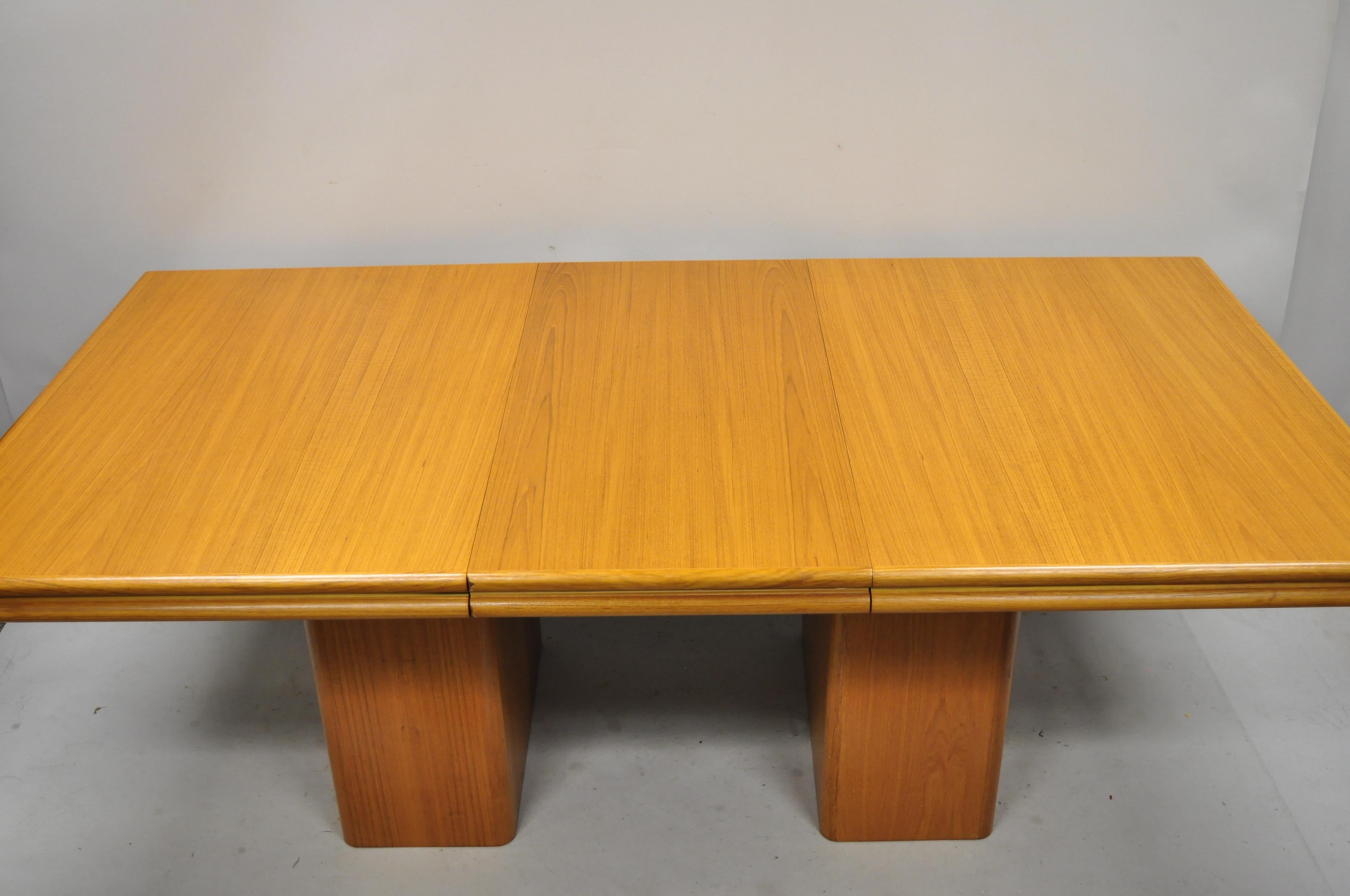 Sannemann Midcentury Danish Modern Teak Double Pedestal Dining Room Table 5