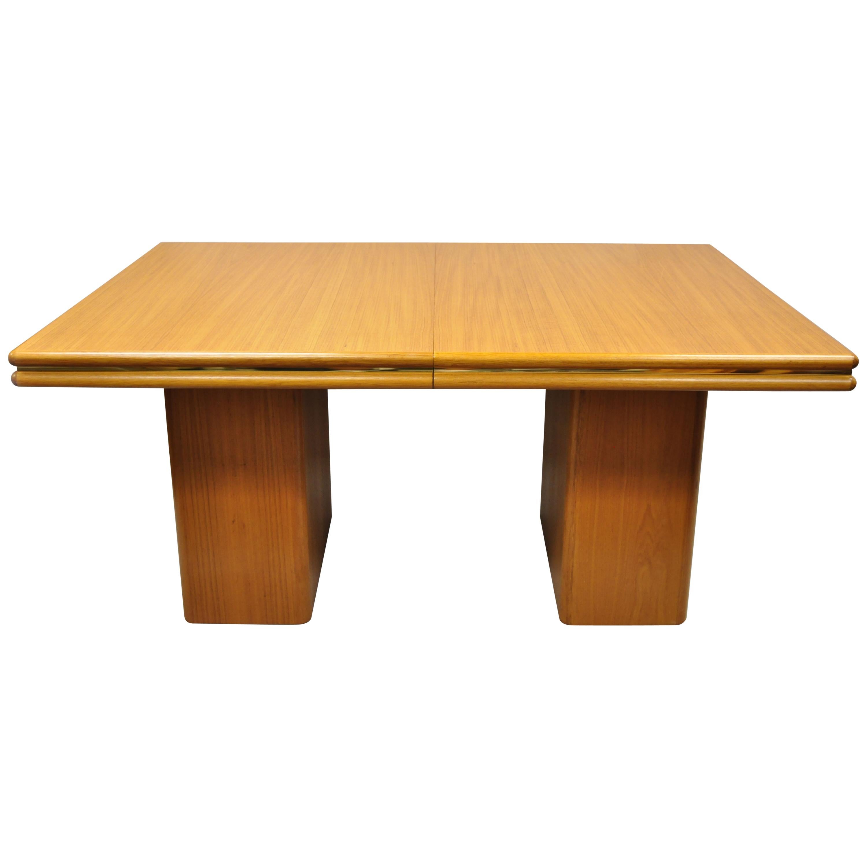 Sannemann Midcentury Danish Modern Teak Double Pedestal Dining Room Table