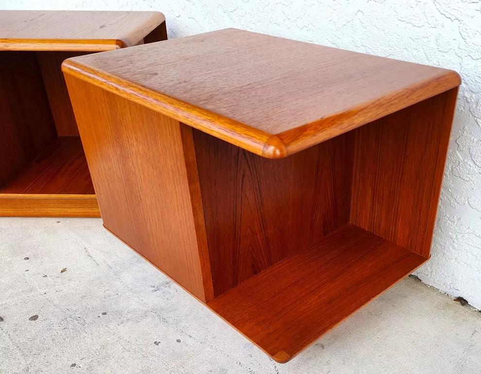 Late 20th Century Sannemann Teak Nightstands Side Tables Danish 1970s Pair For Sale
