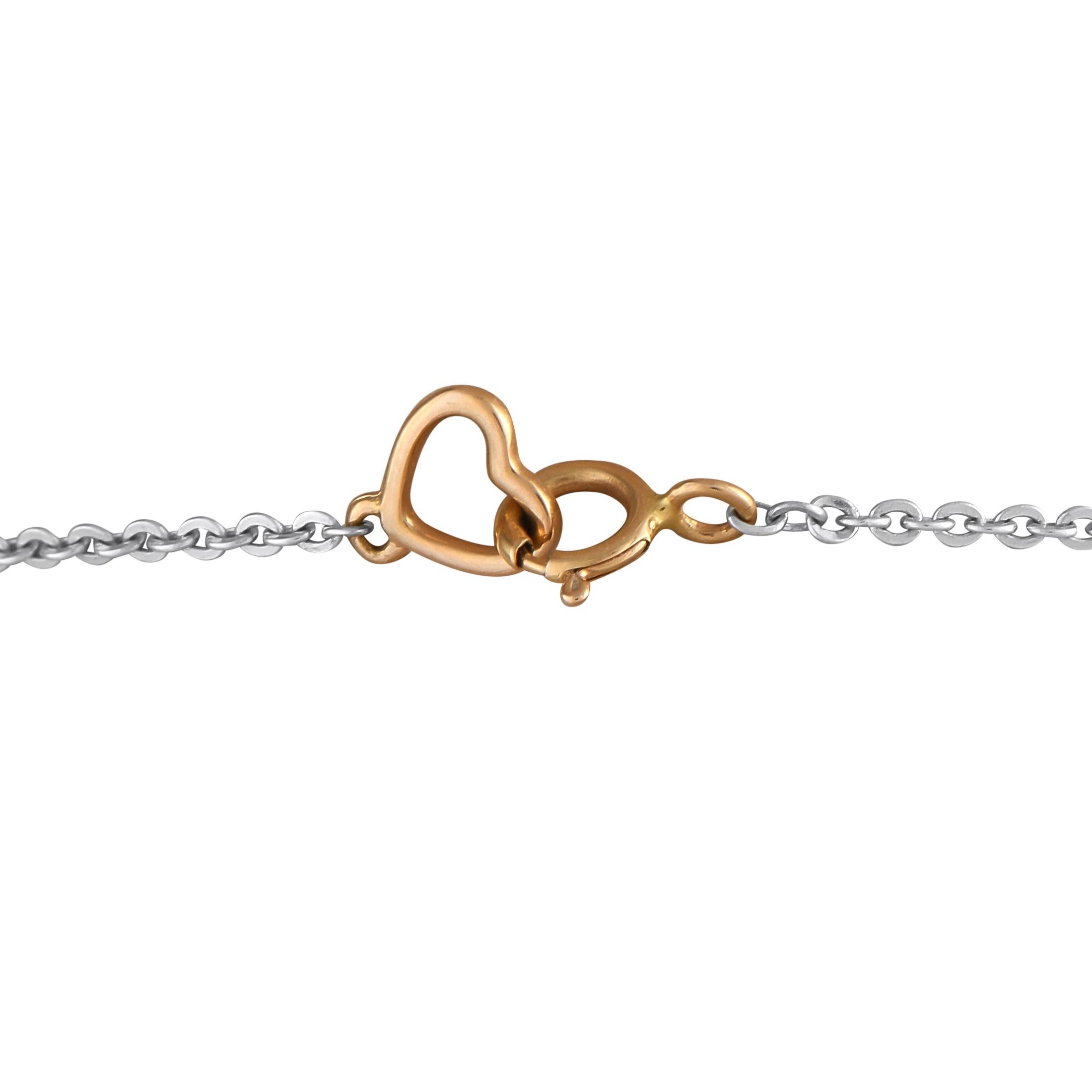 Round Cut Sanrio Hello Kitty 18K White and Rose Gold 0.57ct Diamond Pendant Necklace For Sale