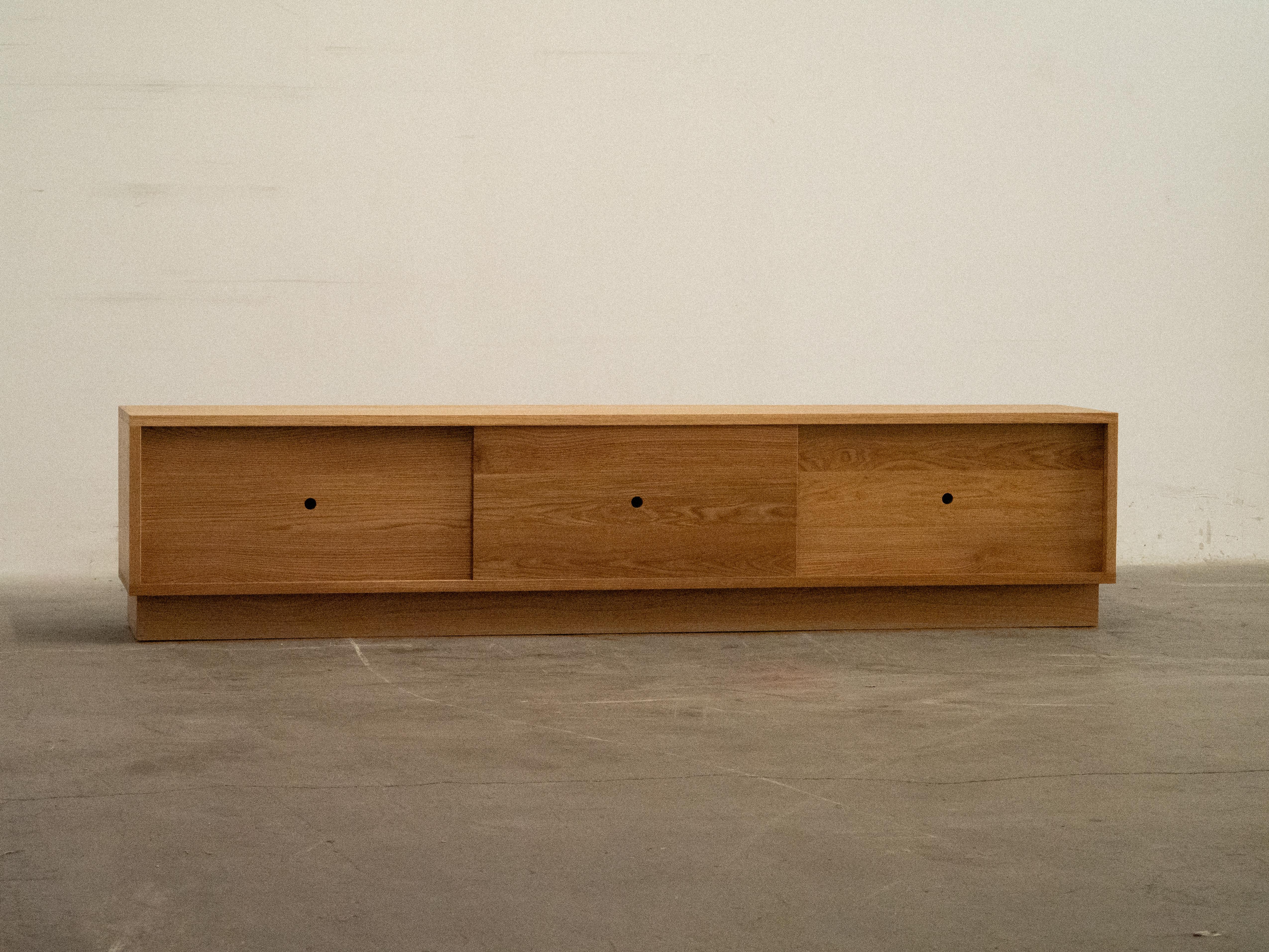 American SANS - Oak Media Unit / Low Sideboard by Amee Allsop Studio and Mokko Seishin For Sale