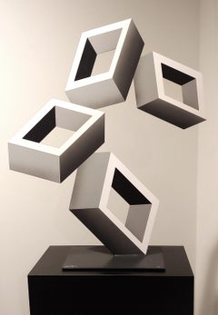 "4 White Boxes Illusion Sculpture"