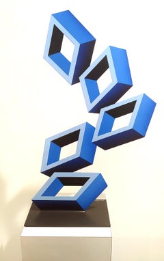 5 Blue Boxes Illusion Sculpture