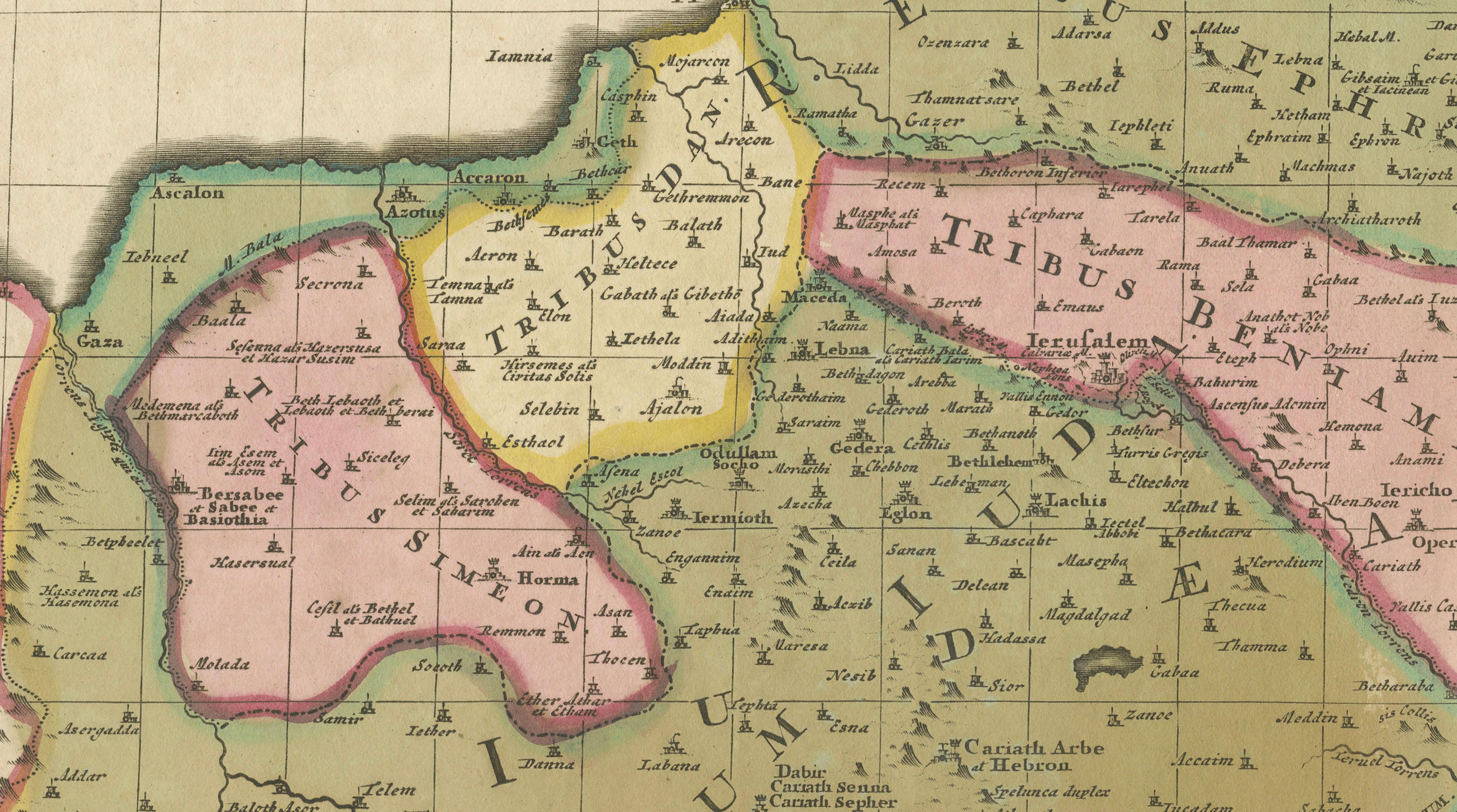 Sanson & Schenk Biblical Map of the Twelve Tribes of Israel, circa 1700