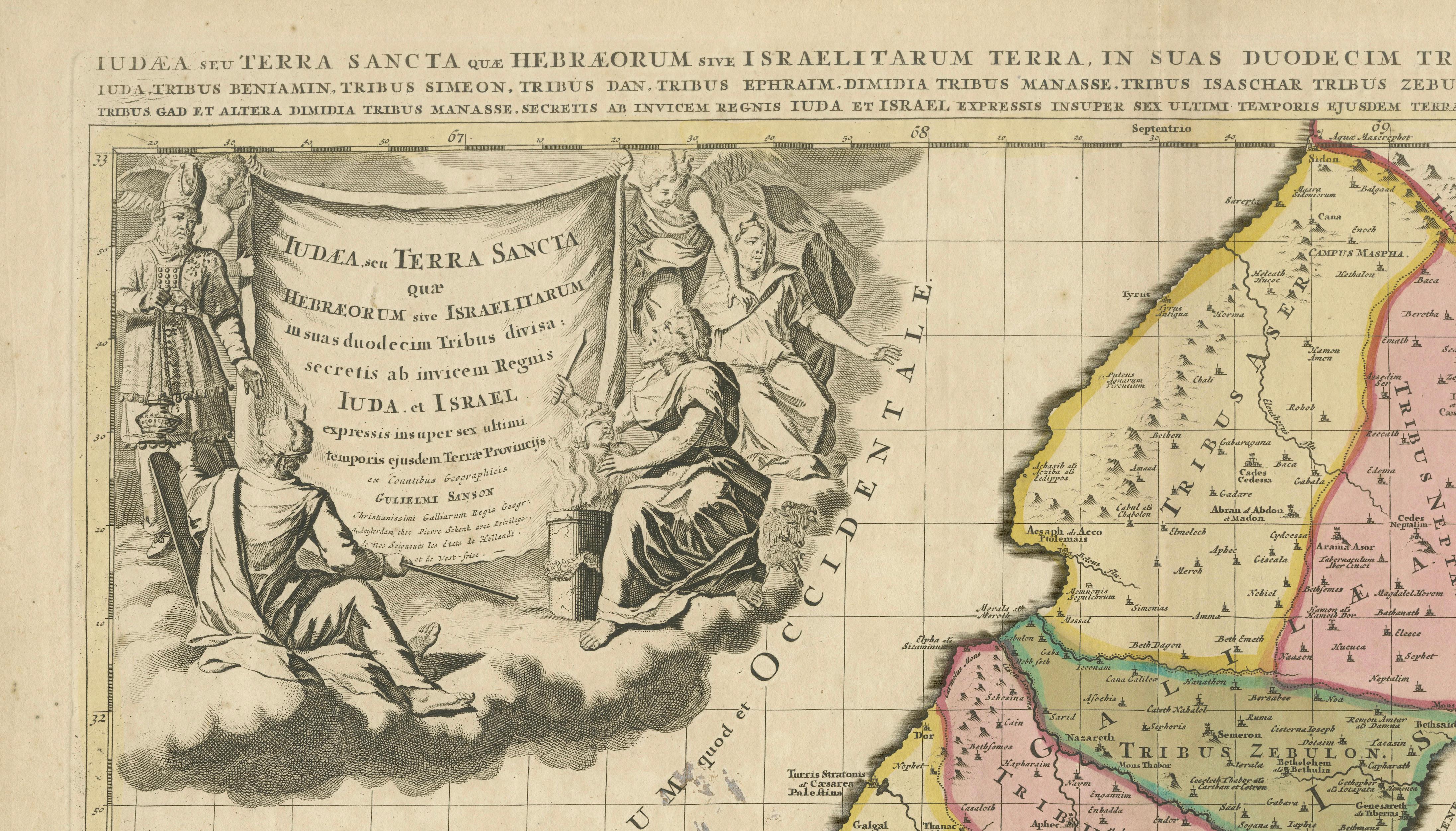 Sanson & Schenk Biblical Map of the Twelve Tribes of Israel, circa 1700