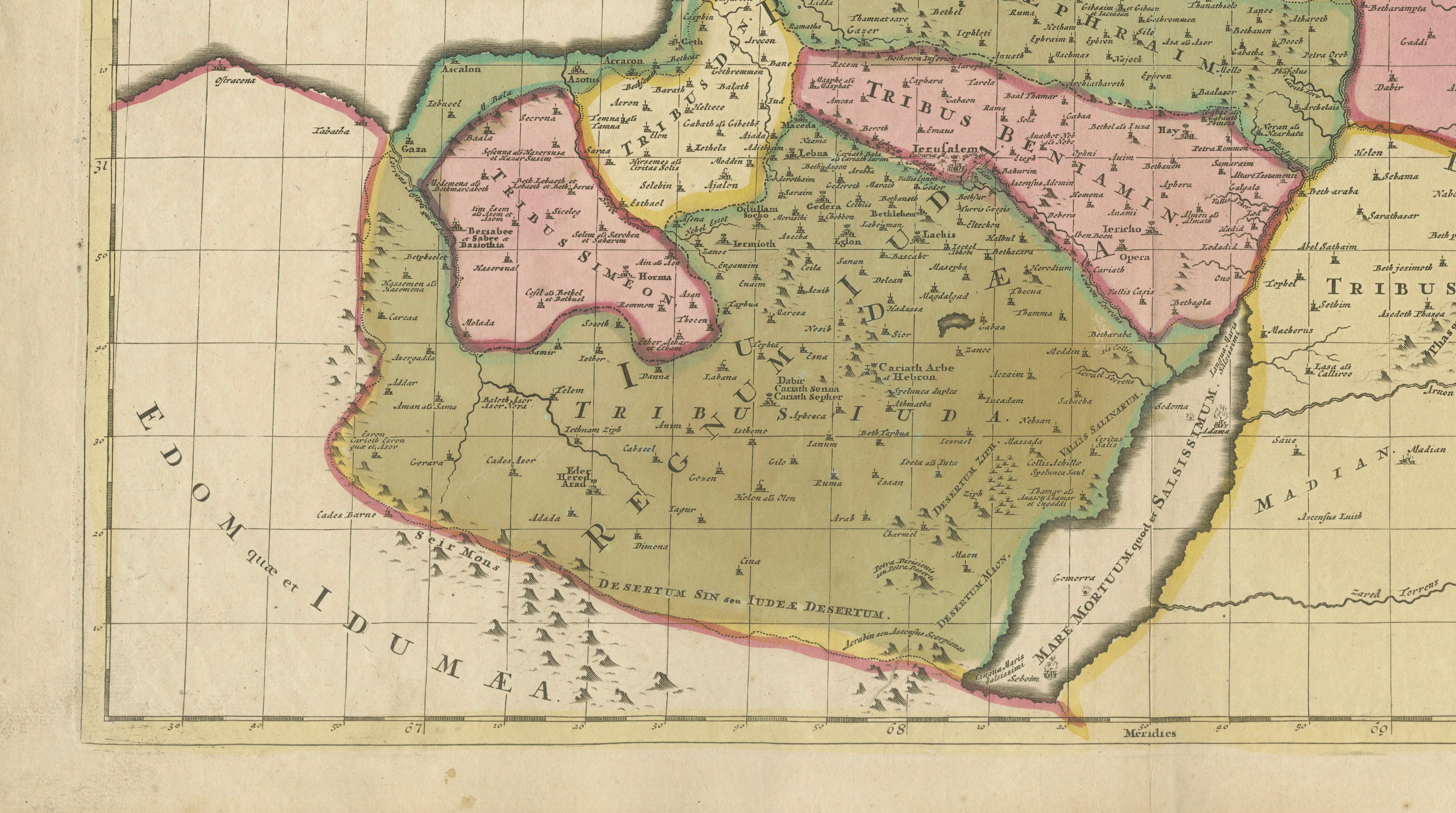Sanson & Schenk Biblical Map of the Twelve Tribes of Israel, circa 1700