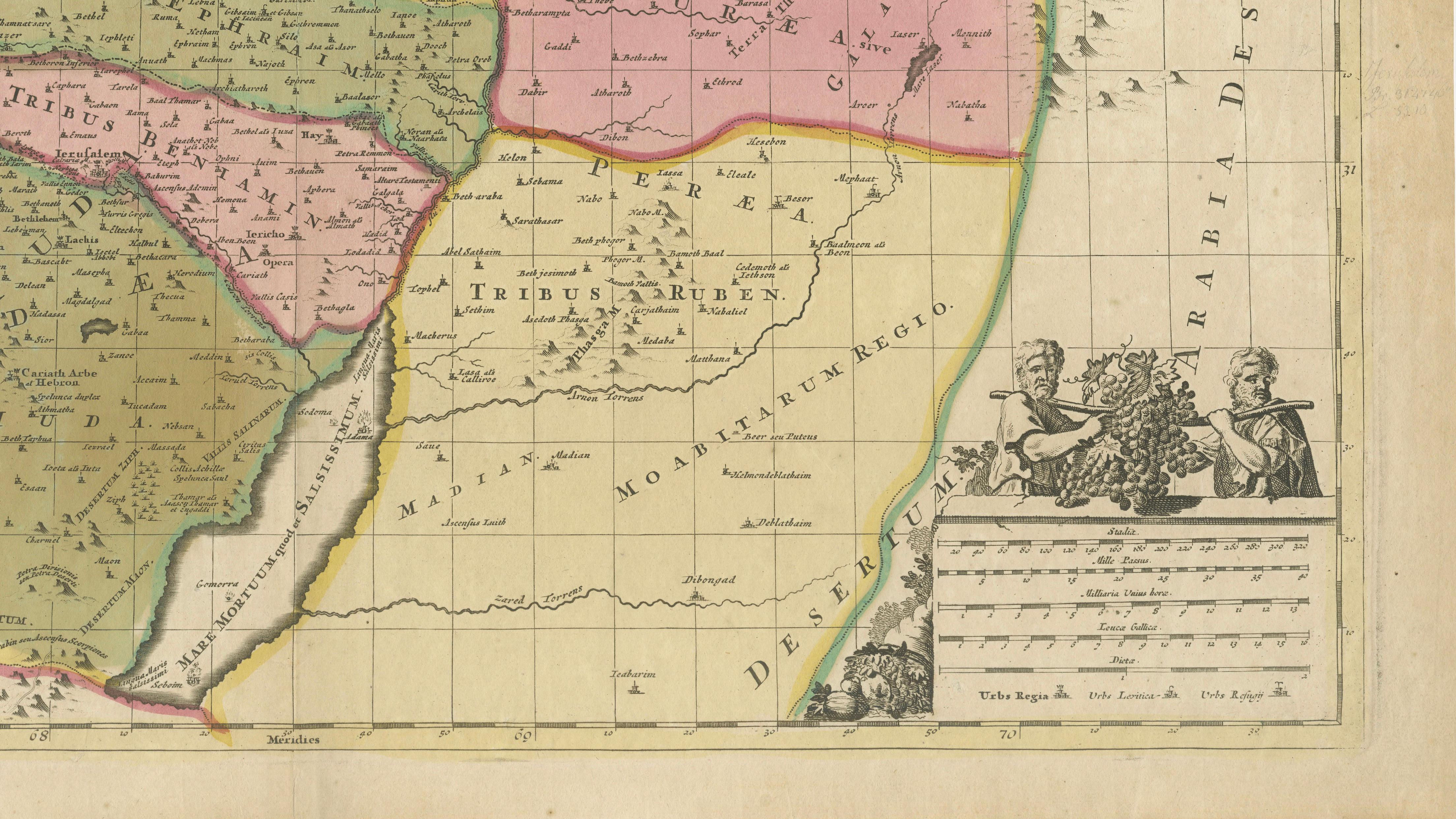 Sanson & Schenk Biblical Map of the Twelve Tribes of Israel, circa 1700
