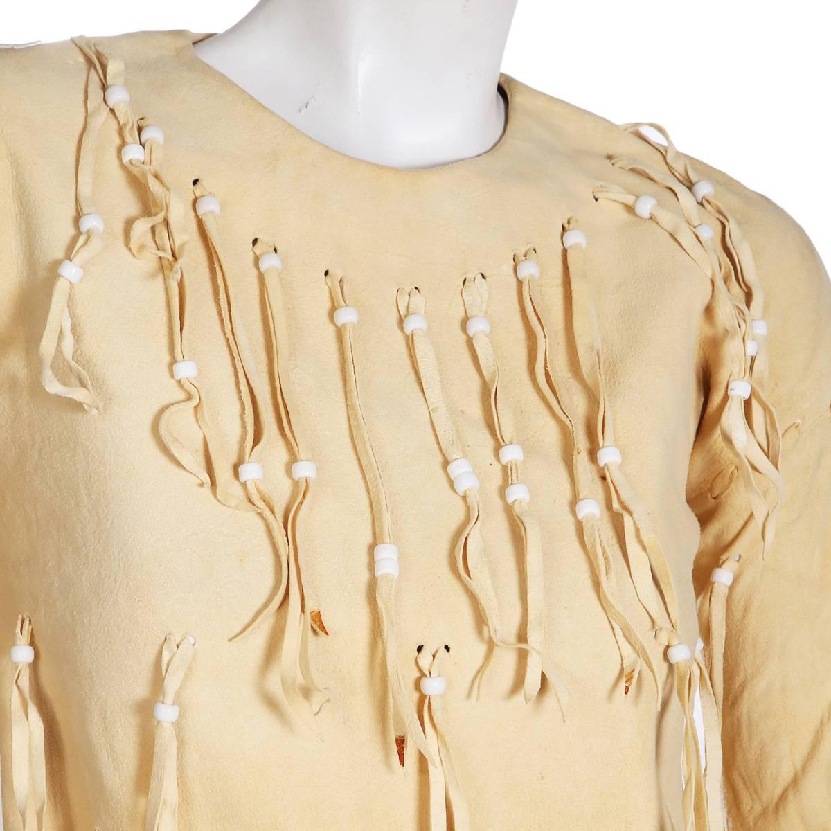 Beige Sant' Angelo Suede Dress with Beaded Fringe, circa 1960s