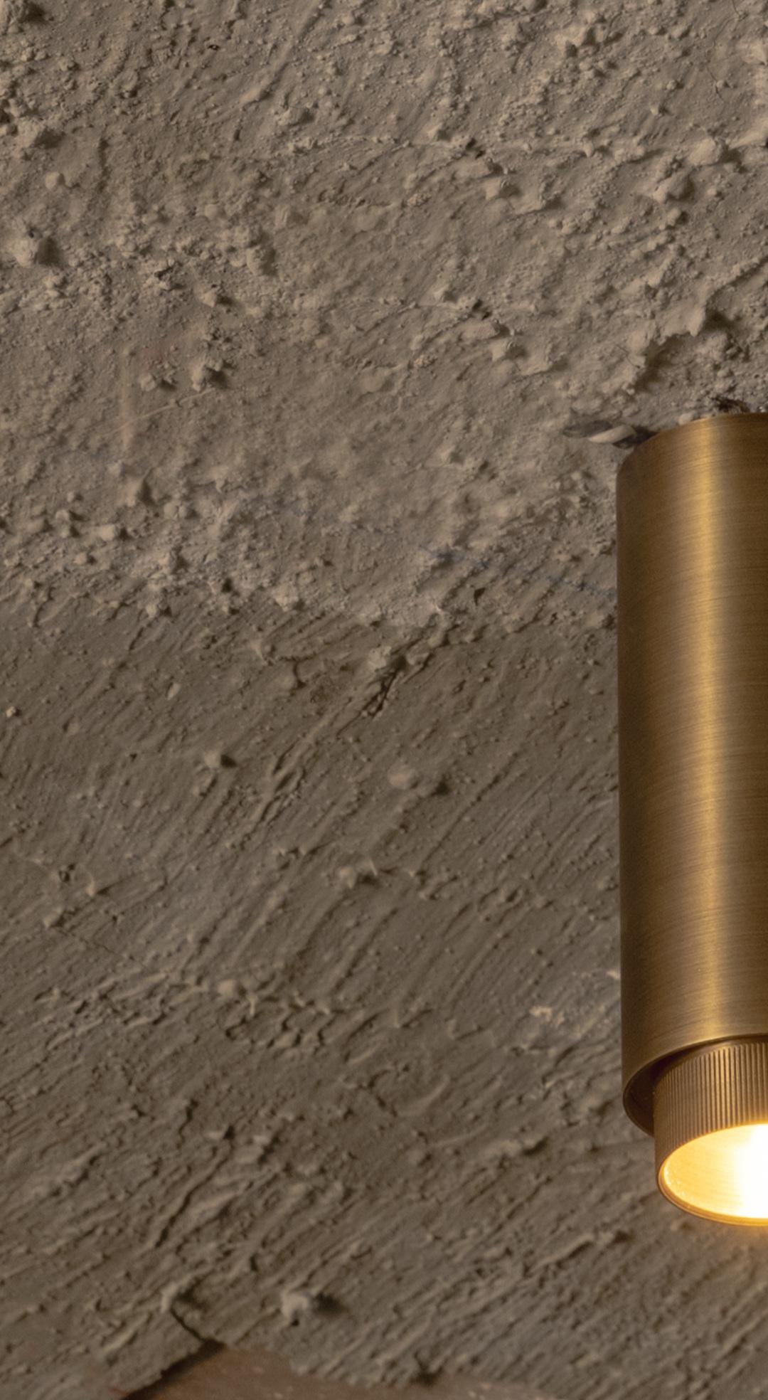 Modern Santa 63 Suspended Downlight Lamp With Extension in Aged Brass by Nuumbra For Sale