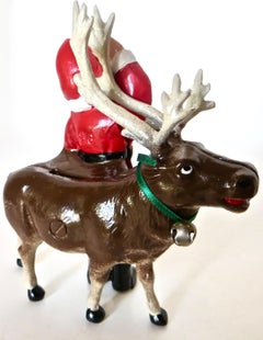 "Santa and Reindeer" Still Bank, American, circa 1980s