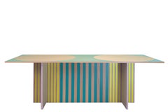 Dining table - striped, walnut blockboard - made in Italy by A. Epifani in stock