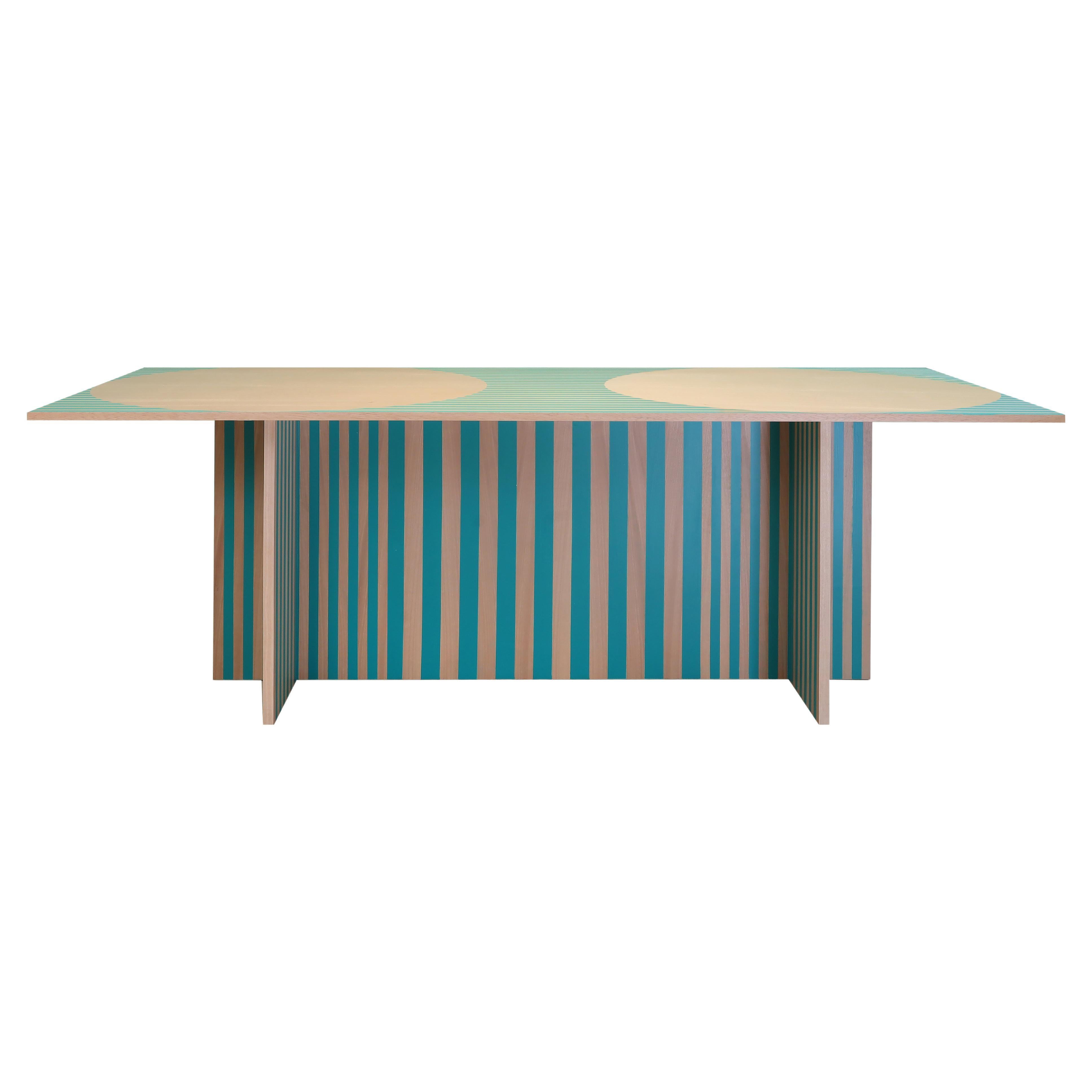 Dining table - striped, walnut blockboard - made in Italy by A. Epifani in stock For Sale
