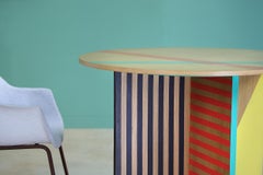 Dining table - striped, oak blockboard - made in Italy by A. Epifani in stock