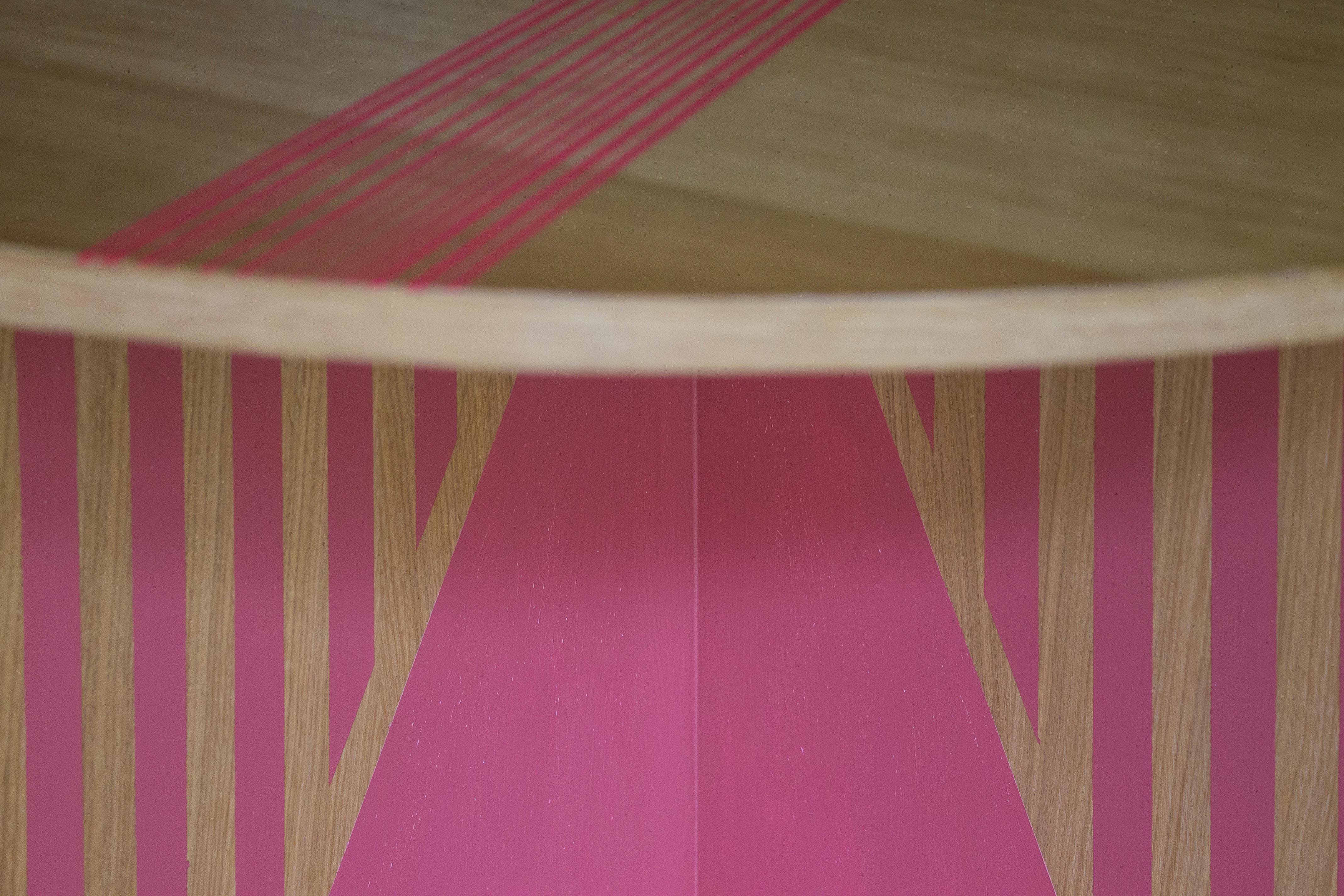 Contemporary Dining table - striped, oak blockboard - made in Italy by A. Epifani in stock For Sale