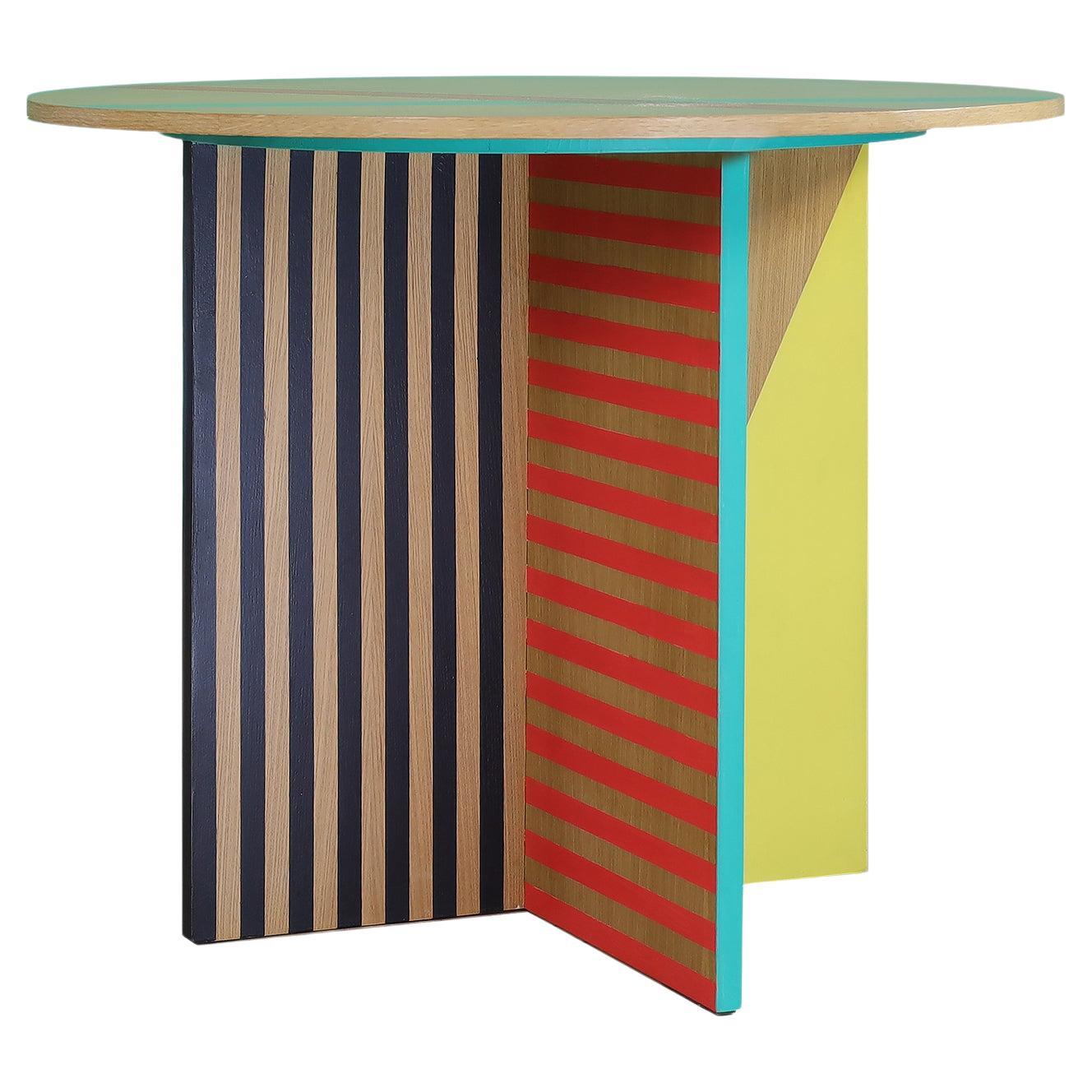 Dining table - striped, oak blockboard - made in Italy by A. Epifani in stock For Sale