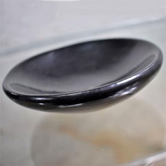 Santa Clara Native American Black Pottery Dish Signed Ethel Gutierrez-Yazza