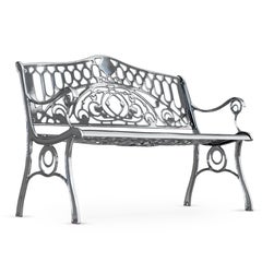 Santa Clara, Outdoor Aluminum Bench with Chrome Finish, Made in Italy