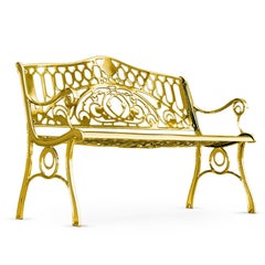 Santa Clara, Outdoor Aluminum Bench with Gold Finish, Made in Italy