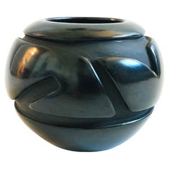 Santa Clara Pueblo Black Pottery Vase by Joy Cain