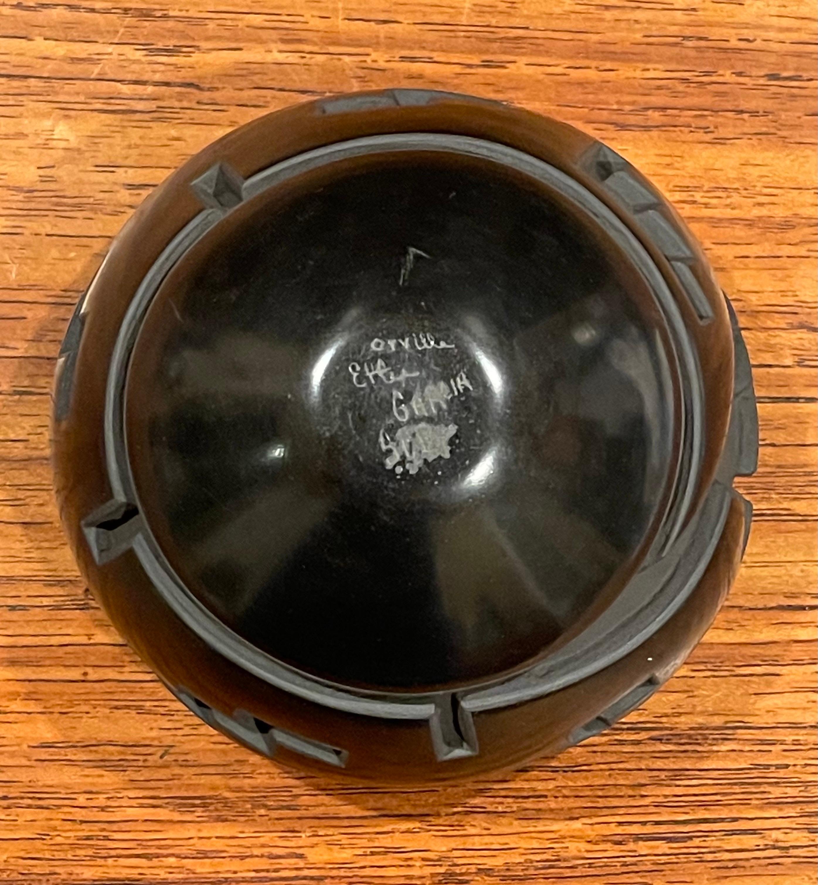 Santa Clara Pueblo Geometric Blackware Vase by Orville & Effie Garcia For Sale 4