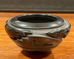 Santa Clara Pueblo Geometric Blackware Vase by Orville & Effie Garcia
