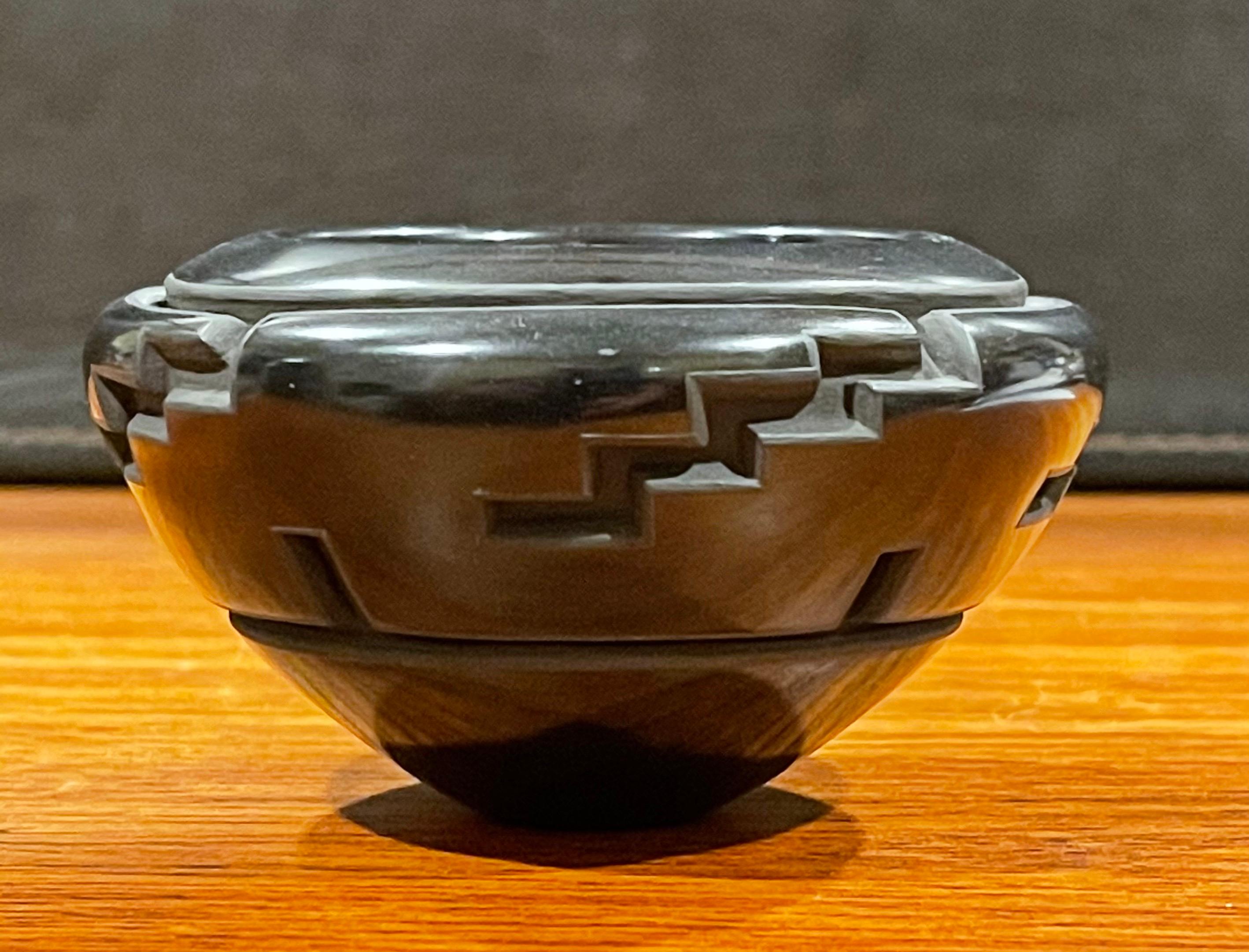 20th Century Santa Clara Pueblo Geometric Blackware Vase by Orville & Effie Garcia For Sale