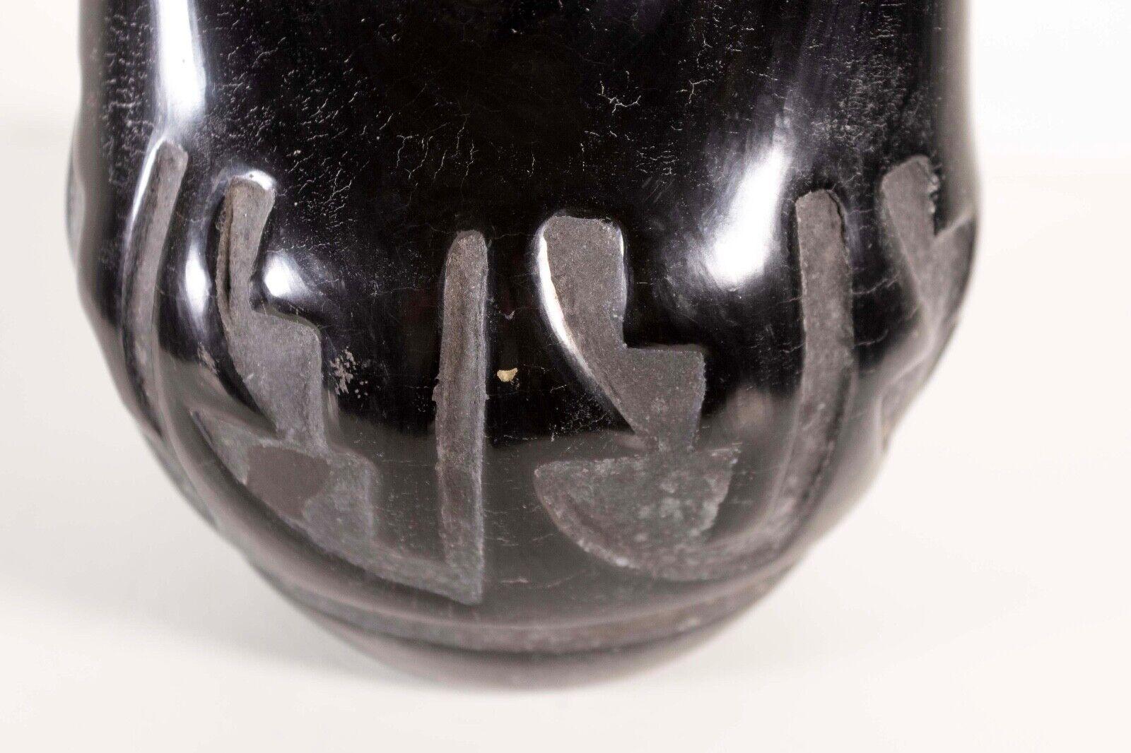 20th Century Santa Clara Pueblo Legoria Tafoya Blackware Wedding Vase Vintage Native Pottery