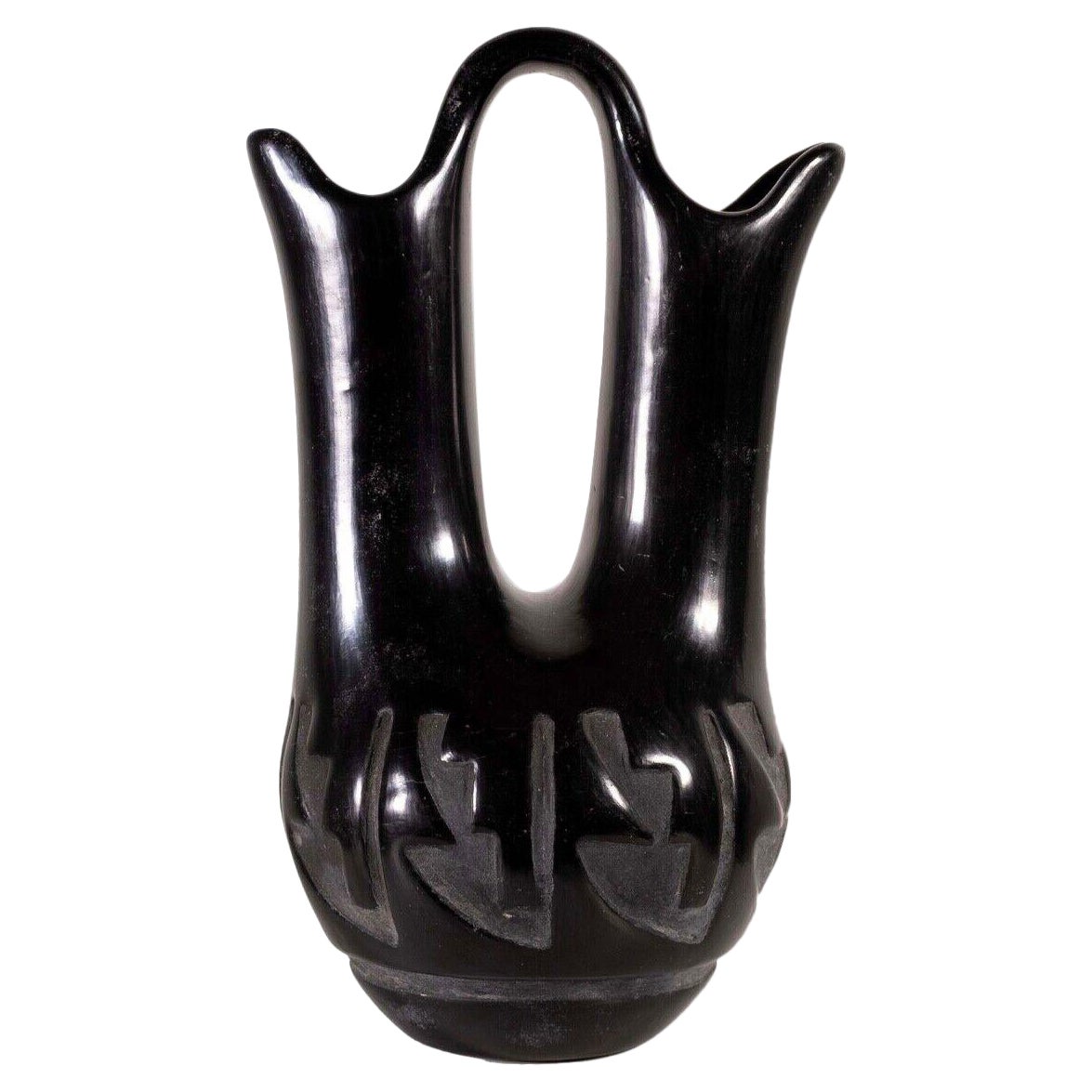 Santa Clara Pueblo Legoria Tafoya Blackware Wedding Vase Vintage Native Pottery