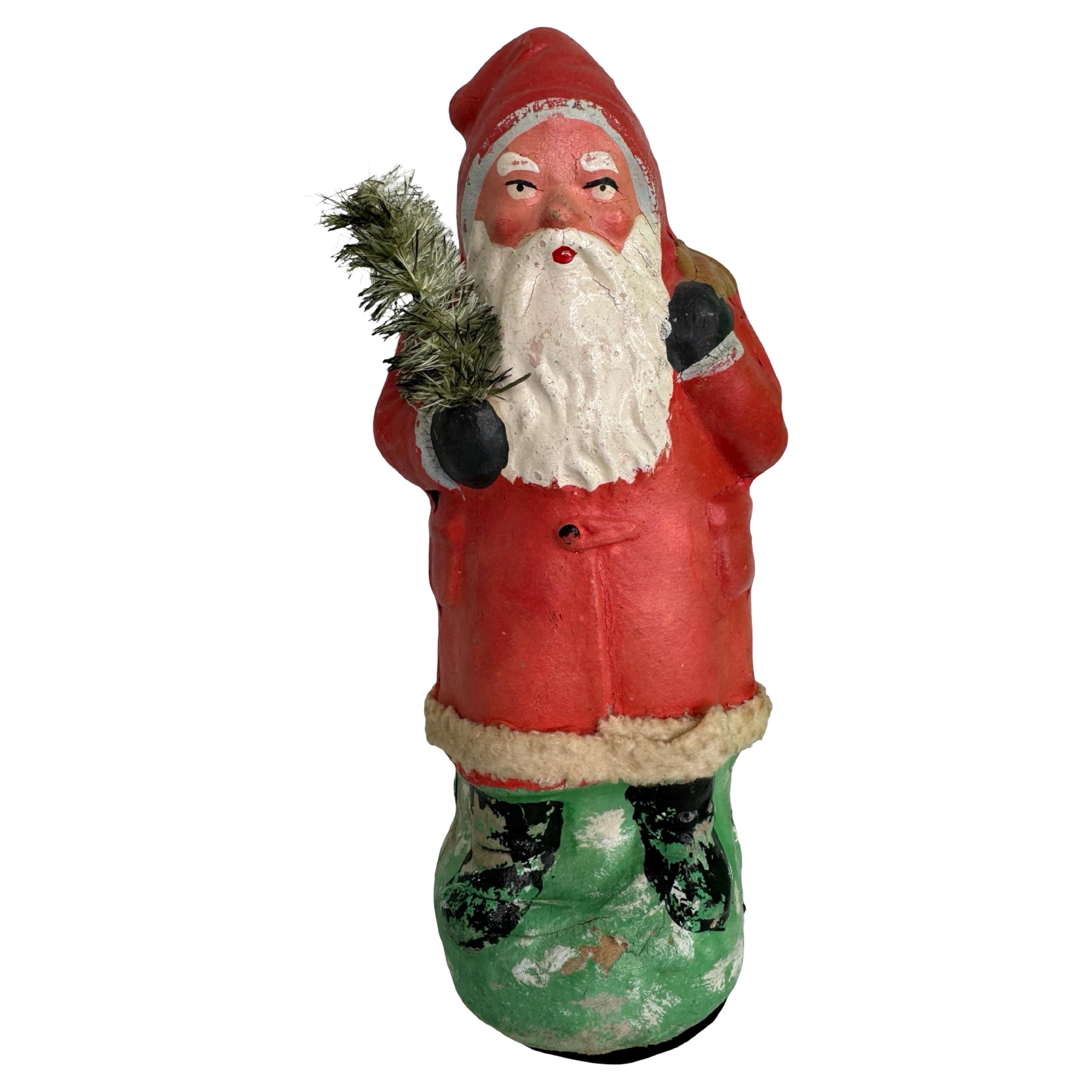 Santa Claus Belsnickel Papermache Candy Container German Christmas 1920s For Sale