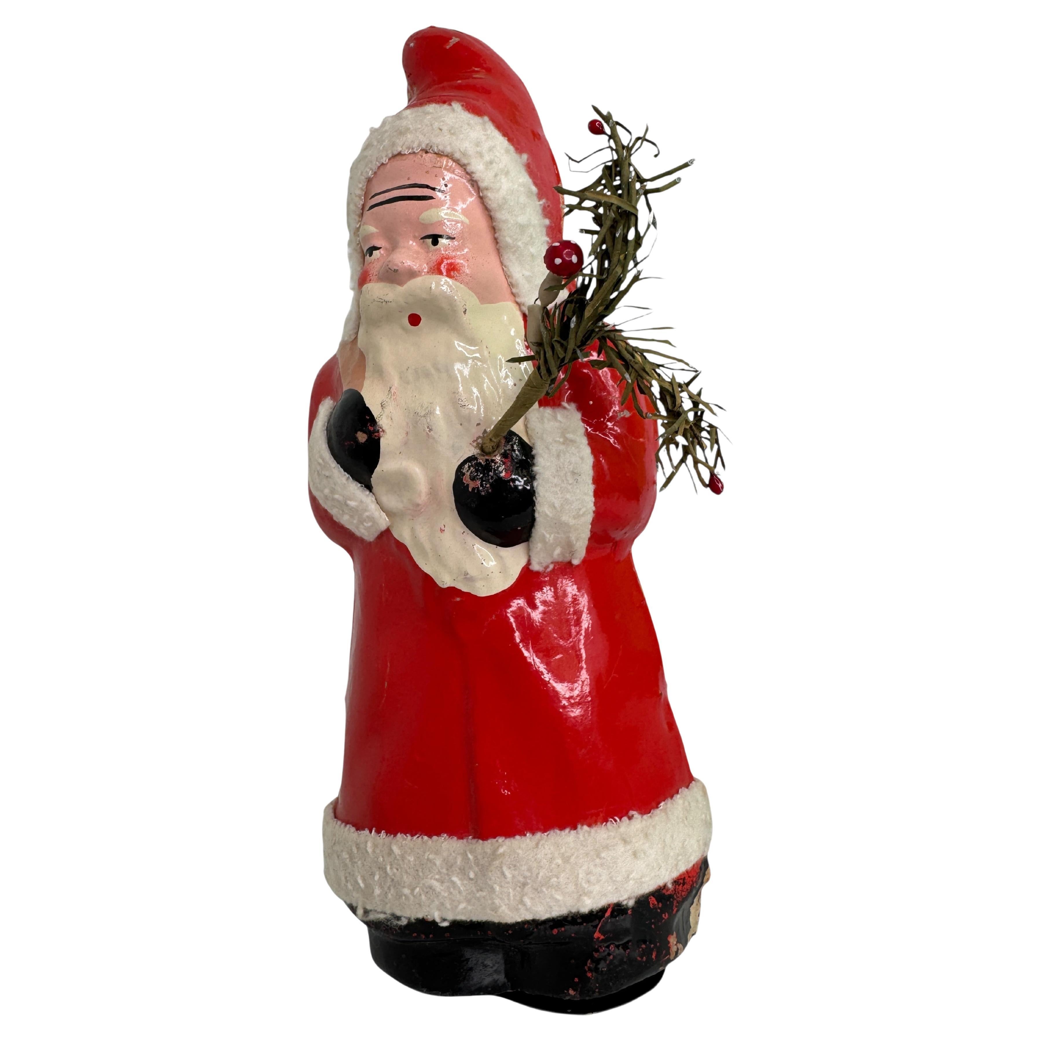 Santa Claus Belsnickel Papermache Candy Container German Christmas 1930s