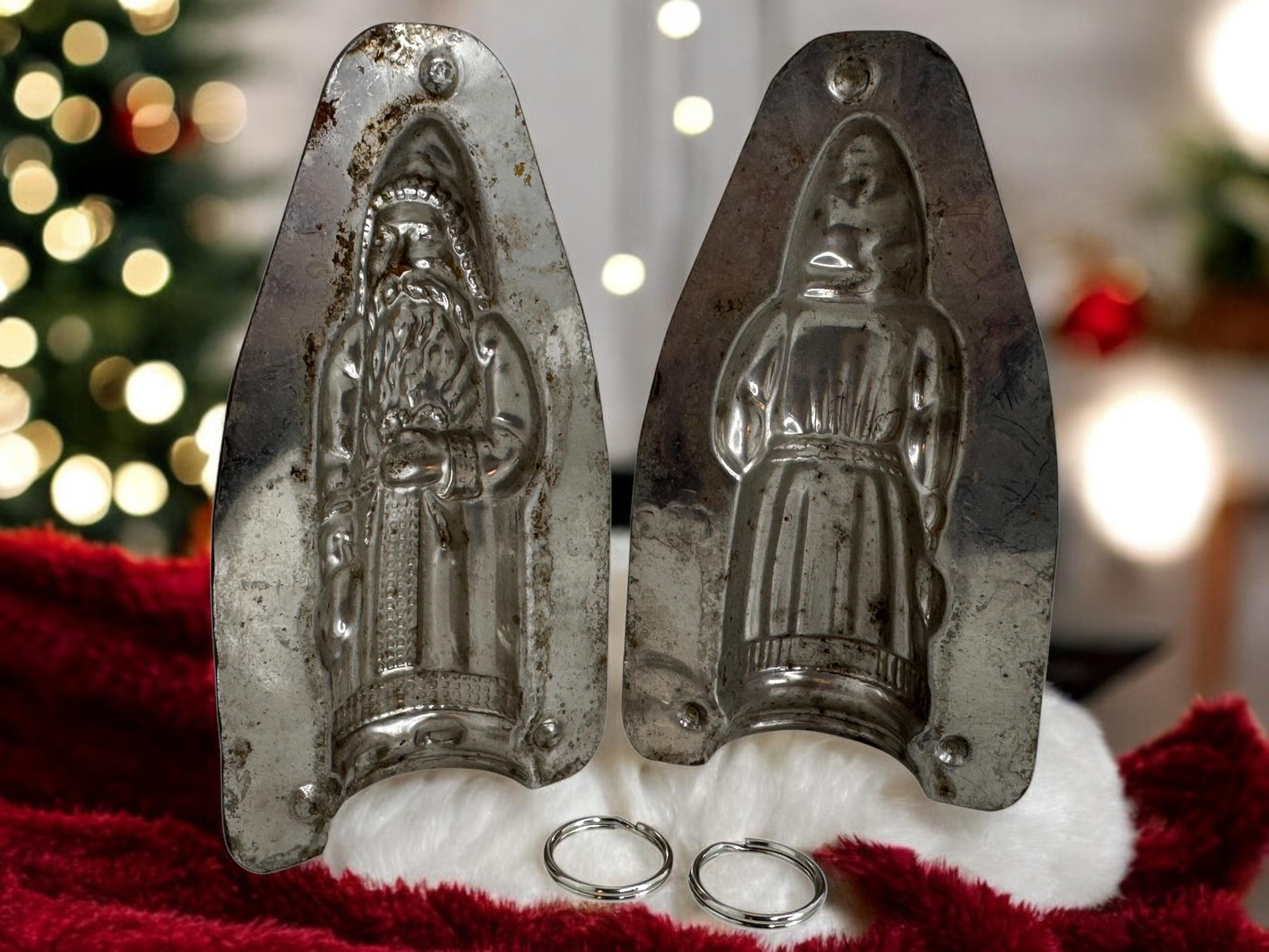 Santa Claus Belsnickle Weihnachts Schokoladenform Antike 1900er Jahre, Deutsch im Angebot 11