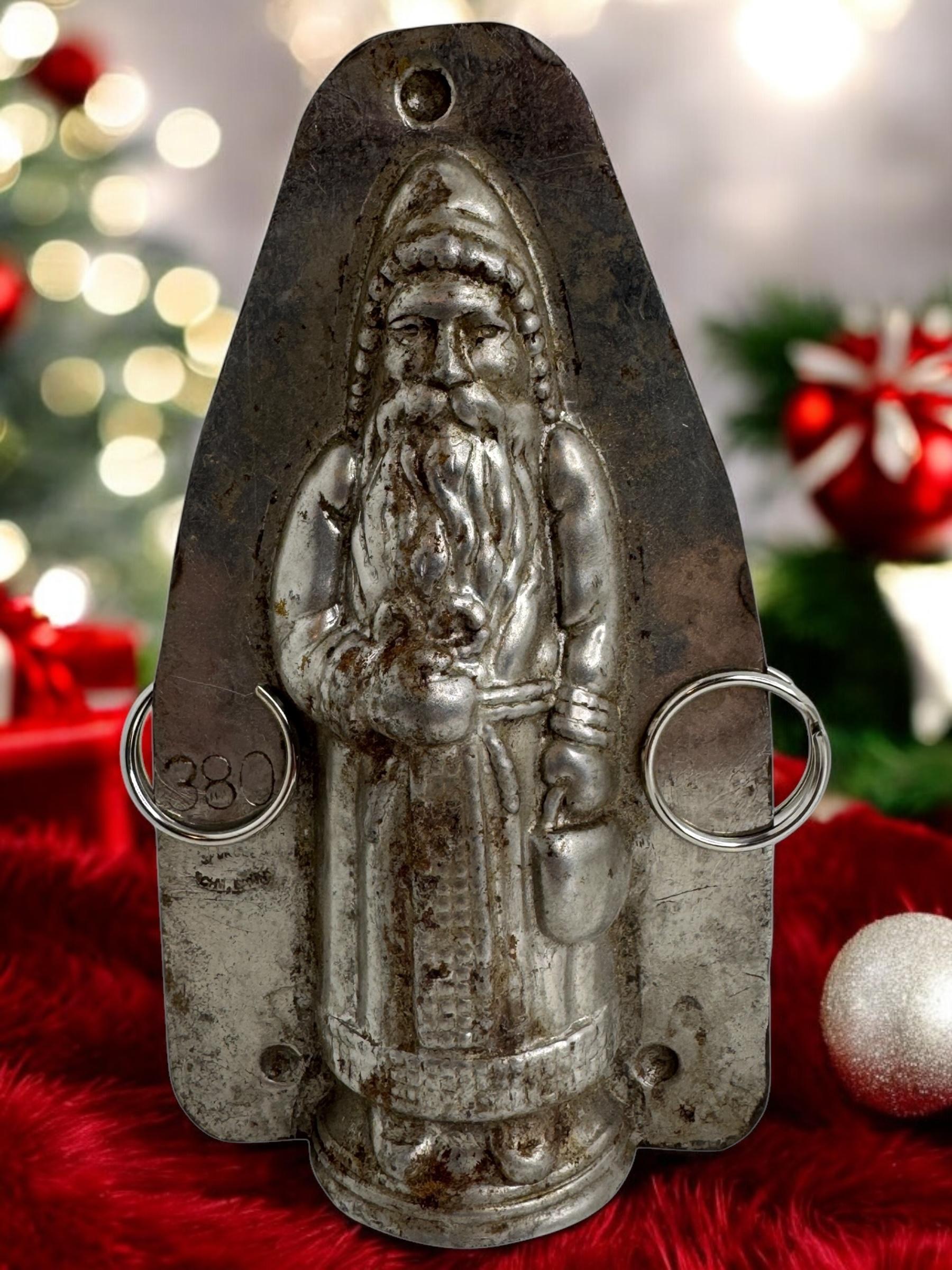 Santa Claus Belsnickle Weihnachts Schokoladenform Antike 1900er Jahre, Deutsch (Volkskunst) im Angebot
