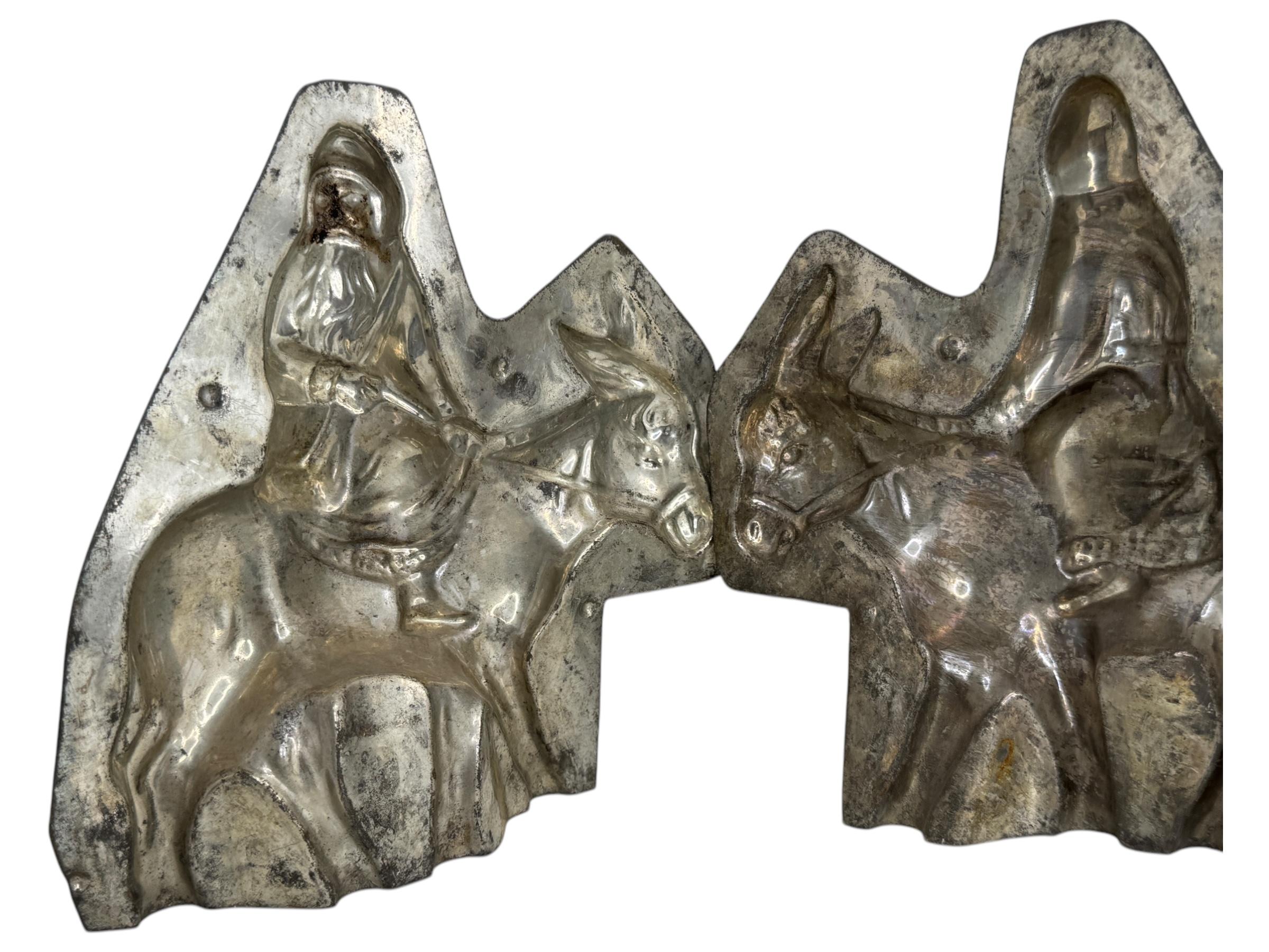 Santa Claus Belsnickle on Donkey Mule Chocolate Mold Antique 1900s Germany For Sale 8