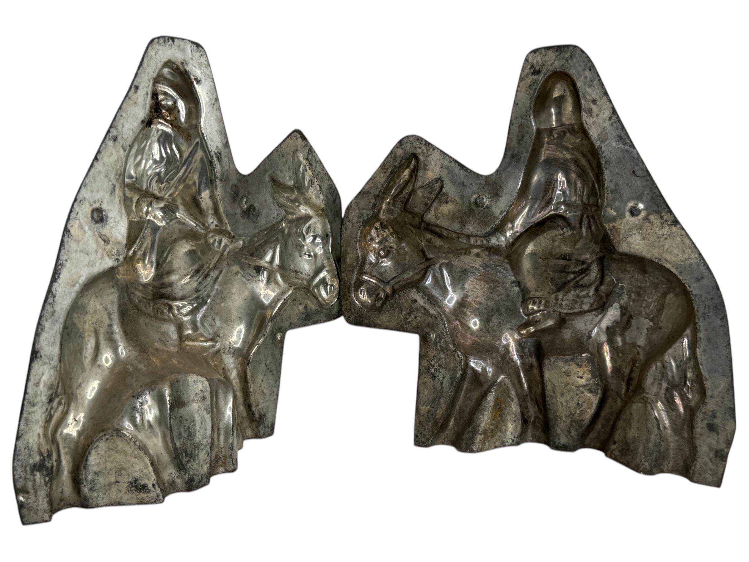 Santa Claus Belsnickle on Donkey Mule Chocolate Mold Antique 1900s Germany For Sale 10