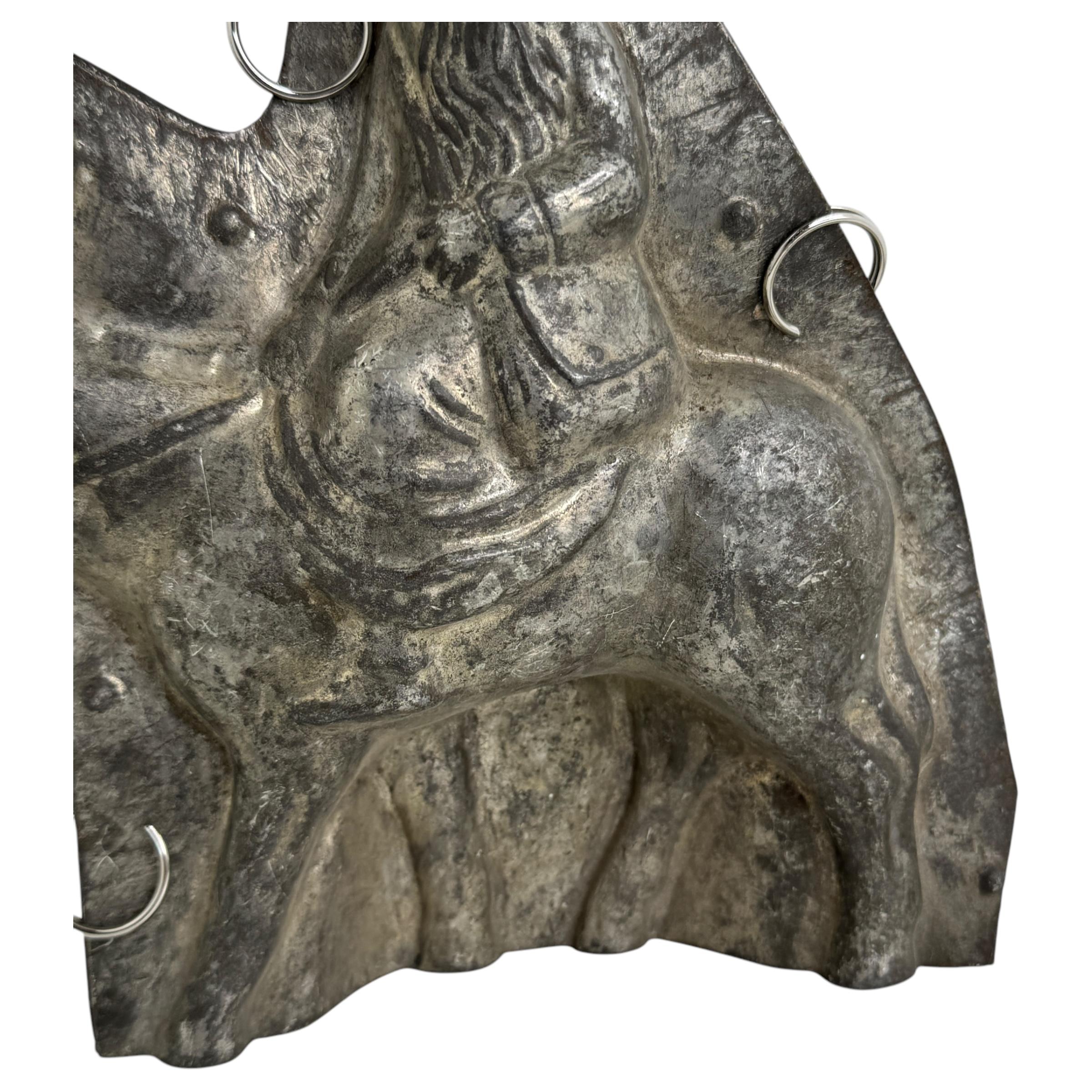 Early 20th Century Santa Claus Belsnickle on Donkey Mule Chocolate Mold Antique 1900s Germany For Sale
