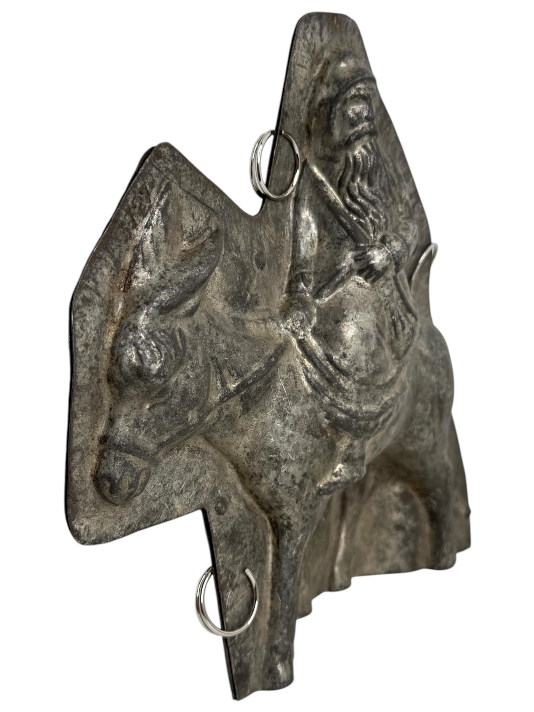 Santa Claus Belsnickle on Donkey Mule Chocolate Mold Antique 1900s Germany For Sale 2